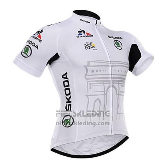 2015 Fietskleding Tour de France Wit Korte Mouwen en Koersbroek